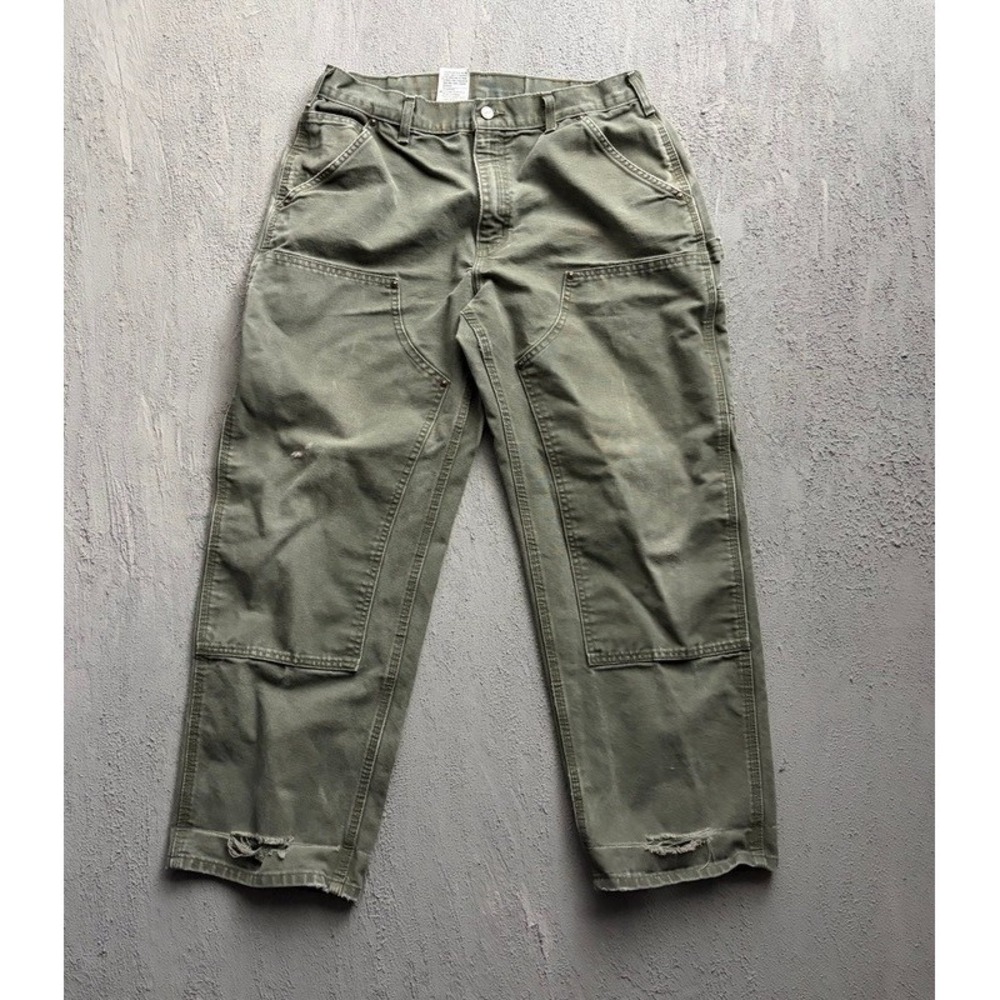 Vintage Carhartt Double Knee Pants 32x28 Green 2000s Distressed